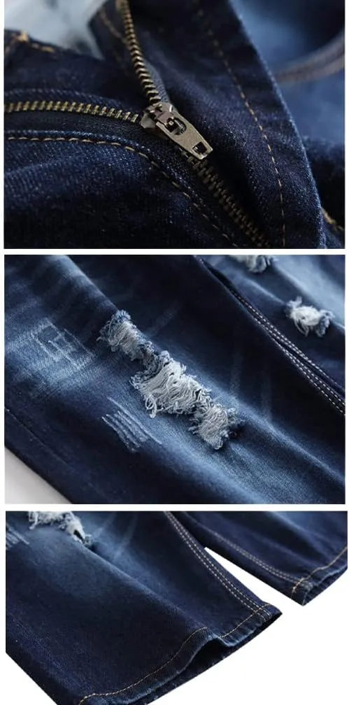 Lavnis Men's Casual Denim Shorts Classic Fit Distressed Summer Fashion Ripped Short Jeans