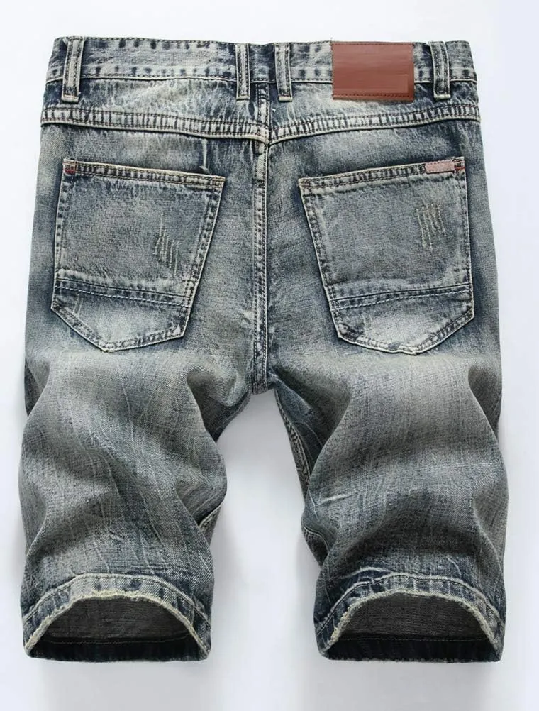 Lavnis Men's Casual Denim Shorts Classic Fit Distressed Summer Fashion Ripped Short Jeans