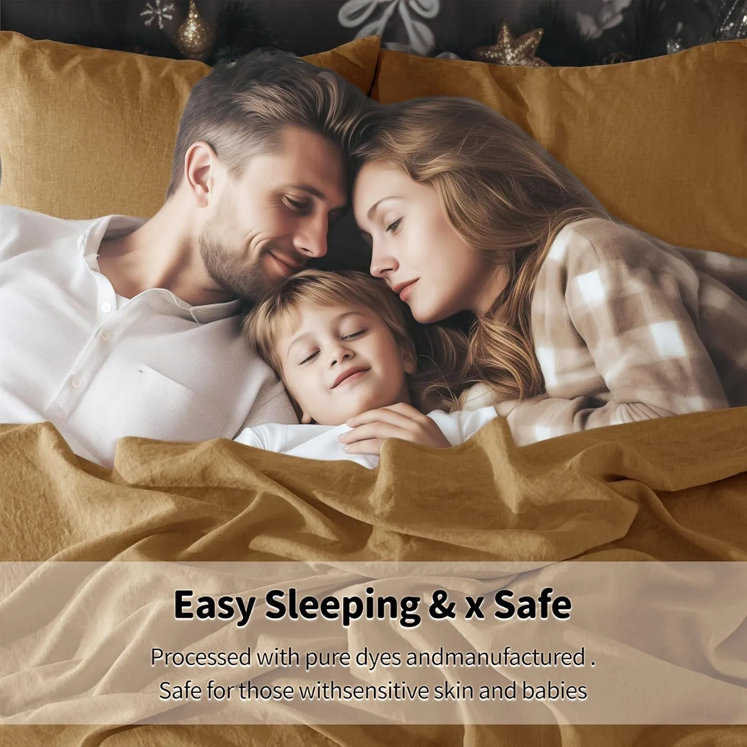 LBR02M 100% Linen Sheet Set Queen Size,Bed Sheets 4 Piece Sets,Solid Color Natural Flax Bed Sheets Soft Breathable Bedding,16" Deep Pocket,All Season (Queen, Rust)