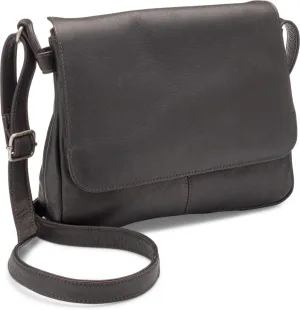 Le Donne Leather Centurion Flap-Over Bag With Zippered Pockets, 11” x 10” x 4”