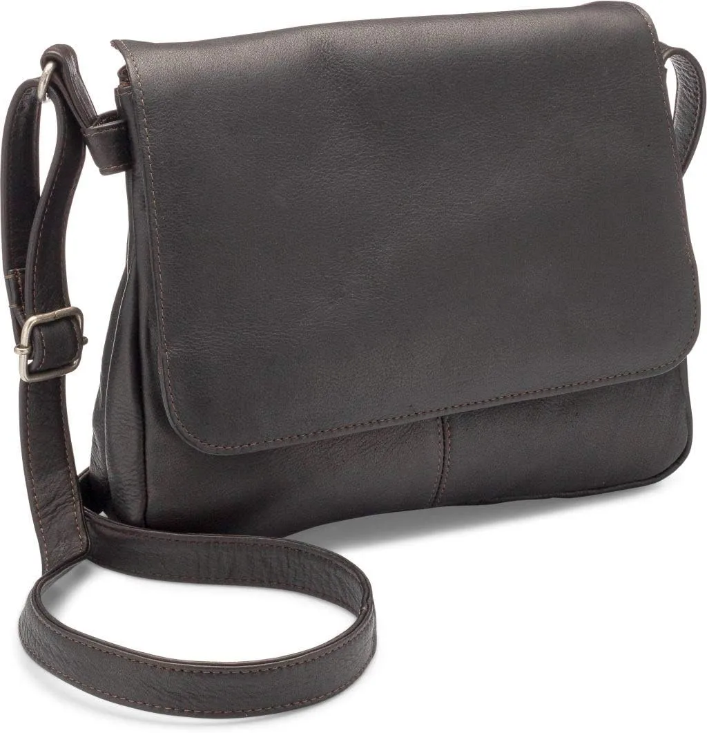 Le Donne Leather Centurion Flap-Over Bag With Zippered Pockets, 11” x 10” x 4”