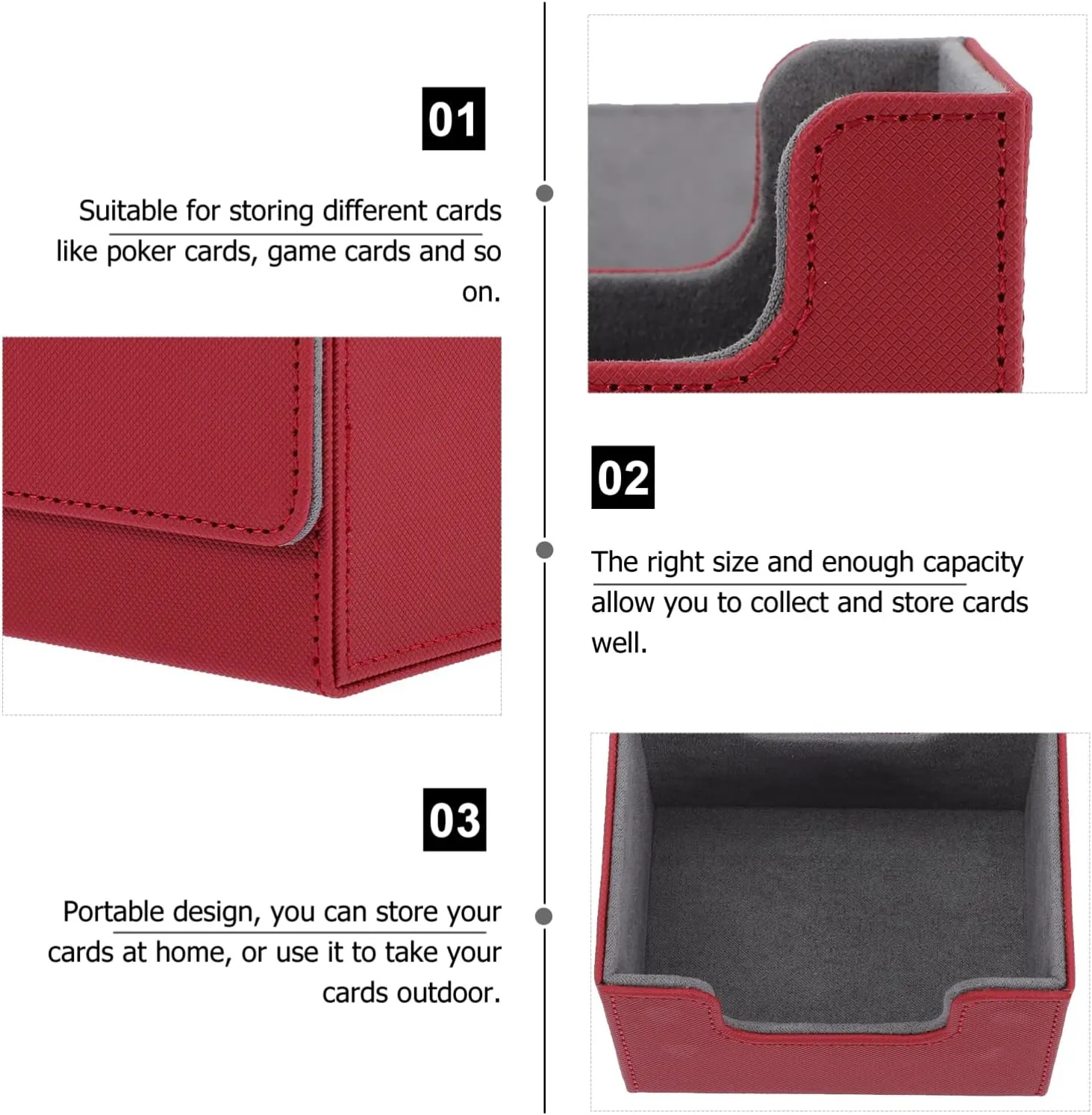 Leather Card Storage Box Pu Leather Organizer for Games Poker Cards Scratch-resistant Holder for Family Friends Compact Design Ample Capacity