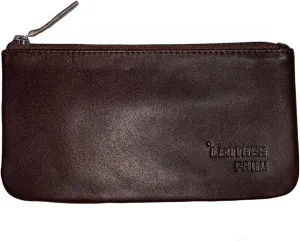 LEATHER FARM Leather Travel Pouch - Beautifully Handcrafted YKK Zippered Pouch Handmade - 8 x 4 inches.(BROWN)