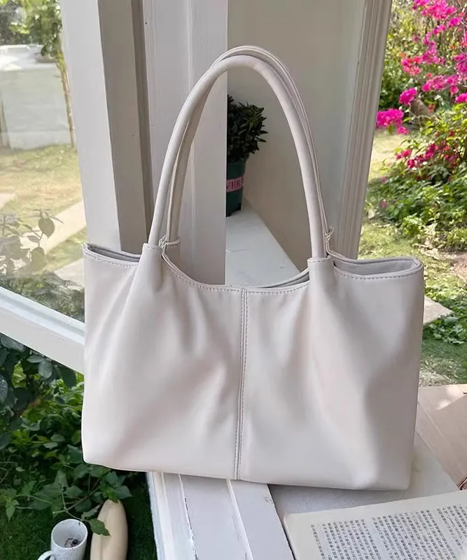 Leather Satchel White Handbag Capacity Large Casual Faux