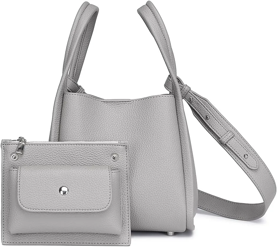 Leather Tote Bag Slouchy Handbag with Zipper Stylish for Women's