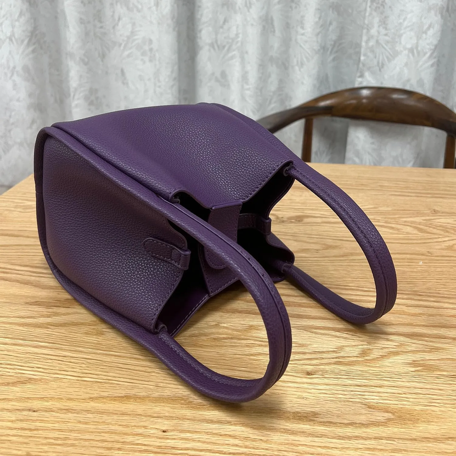 Leather Tote Bag Slouchy Handbag with Zipper Stylish for Women's