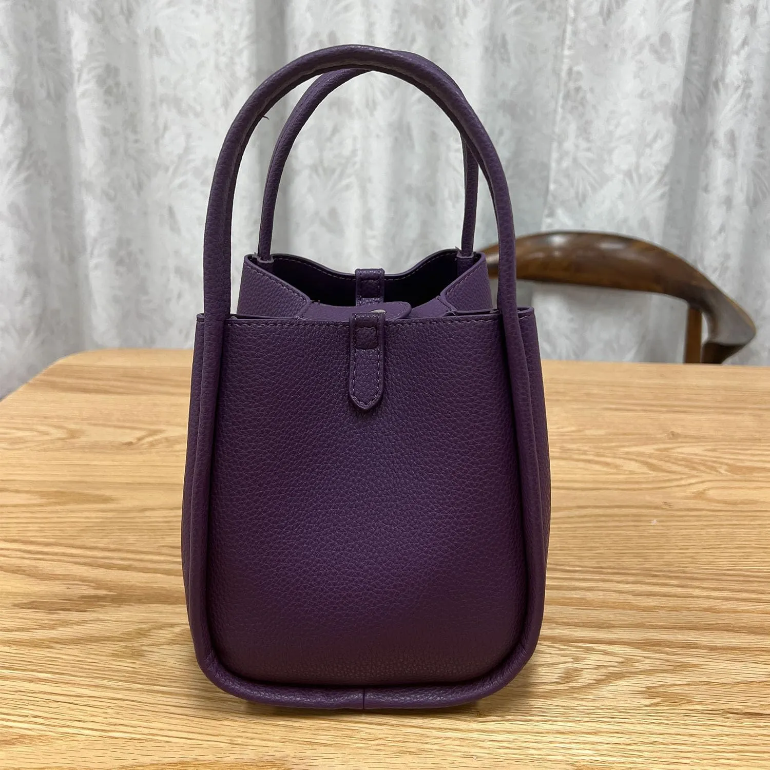 Leather Tote Bag Slouchy Handbag with Zipper Stylish for Women's