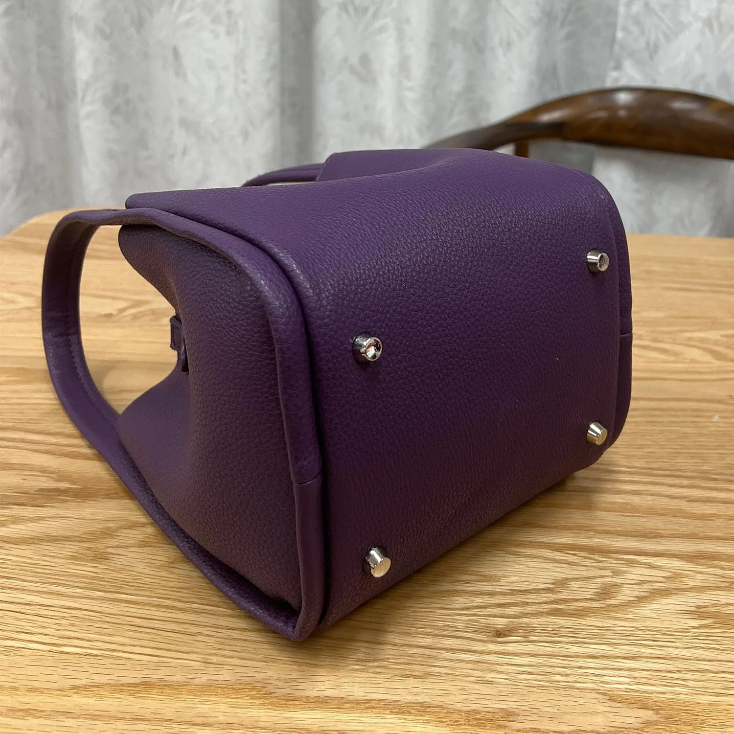 Leather Tote Bag Slouchy Handbag with Zipper Stylish for Women's