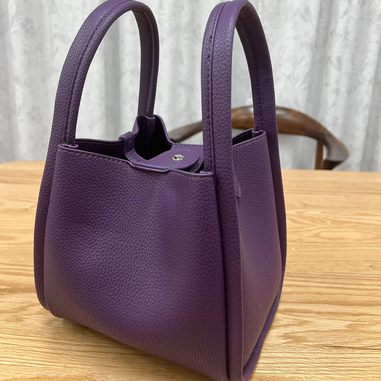 Leather Tote Bag Slouchy Handbag with Zipper Stylish for Women's