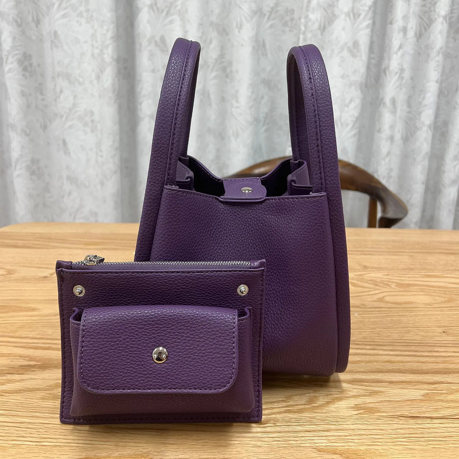 Leather Tote Bag Slouchy Handbag with Zipper Stylish for Women's