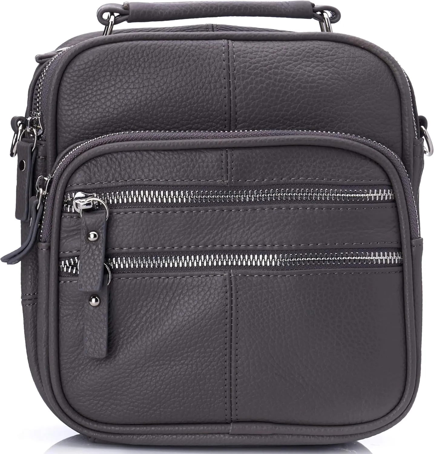 Leather Travel Bag Multipurpose Organizer Handbag Adjustable Strap Zippered Tote