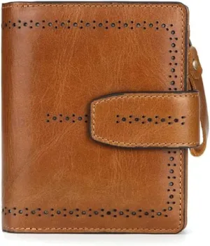 Leather Wallet Pu Leather Women's Walle Classic Large Capacity Crop Zipper Purse Clutch for Women Fashion Buckle Coin Pocket Large Capacity (Bn,9.5x11.5cm)