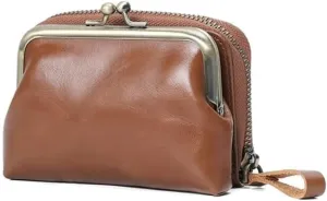 Leather Wallet Pu Leather Women's Wallet Fashion Large Capacity Ladies Purse Clutch Elegant Casual Short Coin Pocket Large Capacity (Coffee,11x8cm)