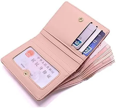 Leather Wallet Pu Leather Women's Wallet Fashion Short Purse Clutch for Girls Students Large Capacity Portable Coin Pocket Large Capacity (Bu 2,9x11cm)