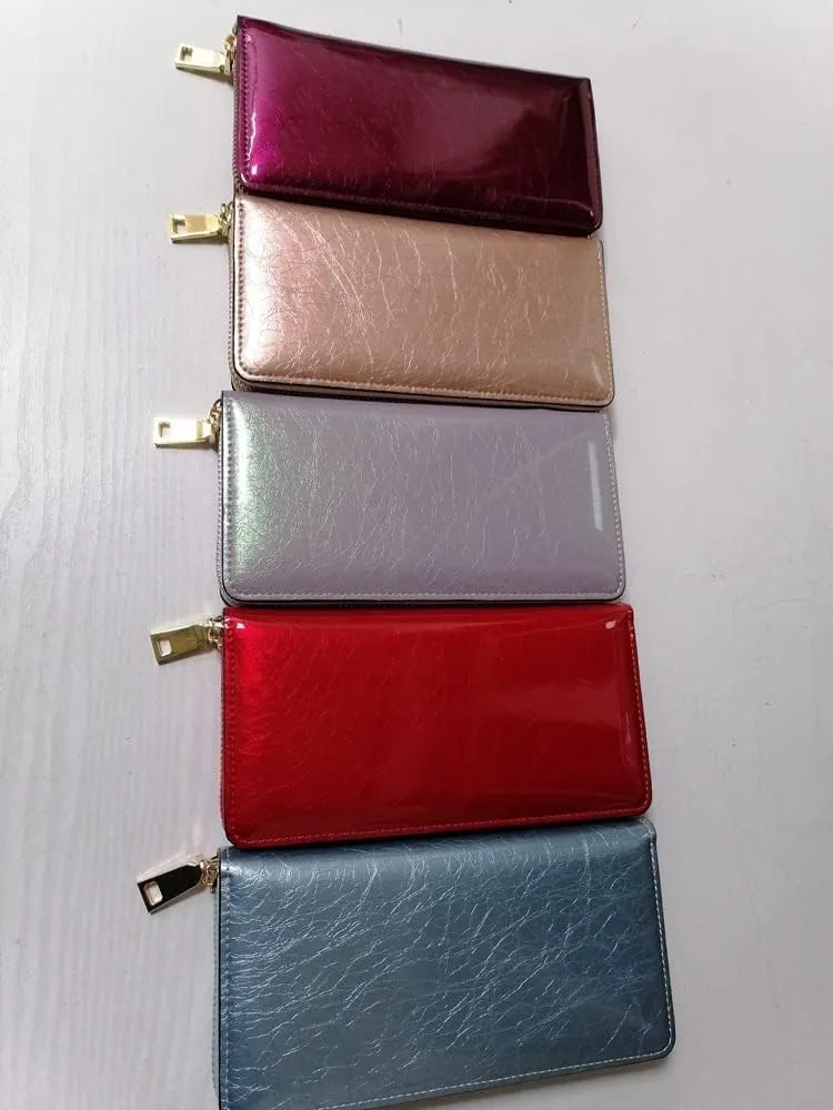 Leather Wallet Pu Leather Women's Wallet Large Capacity Long Zipper Purse Clutch for Women's Fashion Vintage Leather Coin Pocket Large Capacity (Go,10x19.5cm)