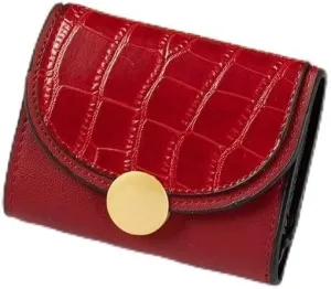 Leather Wallet Women's Pu Leather Wallet Retro Simple Short Mini Zipper Purse Clutch for Girls Fashion Cute Large Capacity Coin Pocket Large Capacity (Re,9.5x11.5cm)