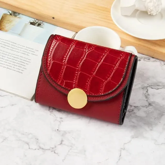 Leather Wallet Women's Pu Leather Wallet Retro Simple Short Mini Zipper Purse Clutch for Girls Fashion Cute Large Capacity Coin Pocket Large Capacity (Re,9.5x11.5cm)