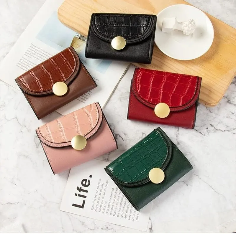 Leather Wallet Women's Pu Leather Wallet Retro Simple Short Mini Zipper Purse Clutch for Girls Fashion Cute Large Capacity Coin Pocket Large Capacity (Re,9.5x11.5cm)