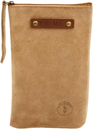 Leather Yerba Mate Container, 8.3x5.3 inches, 10.5 oz Capacity (Tan)