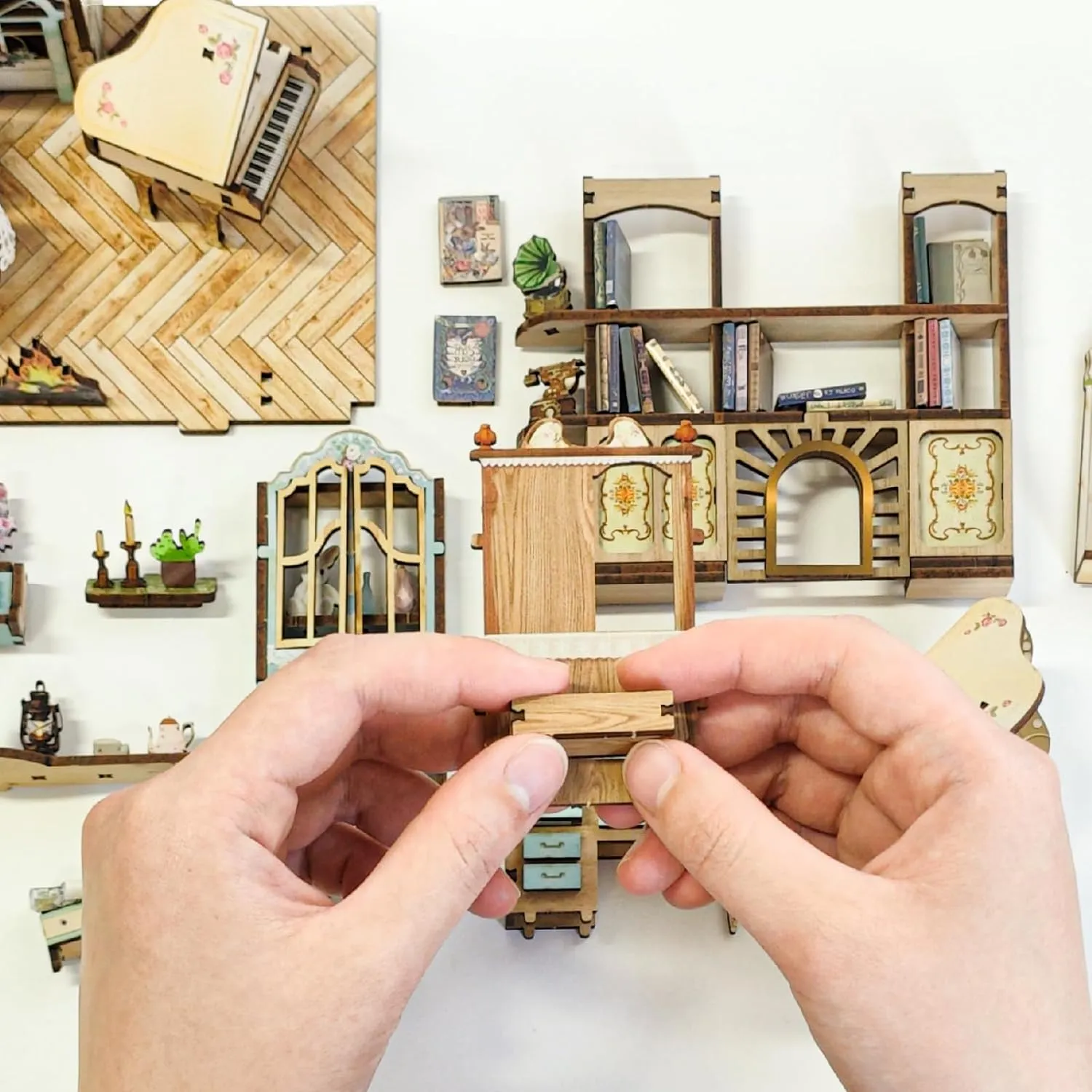 LED Book Nook Kit DIY Miniature Dollhouse Kit 3D Puzzle Wooden Bookends Toy for Teenagers Gift Model Kits Room Decoration - Garden Book Nook - Book Nook Kits for Adults (Pastoral Diary) SQ-09