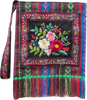 Leimandy Boho Embroidered Crossbody Bag 11 * 11 Inches Double Side Strap Built-in Pocket Ethnic Bags L6