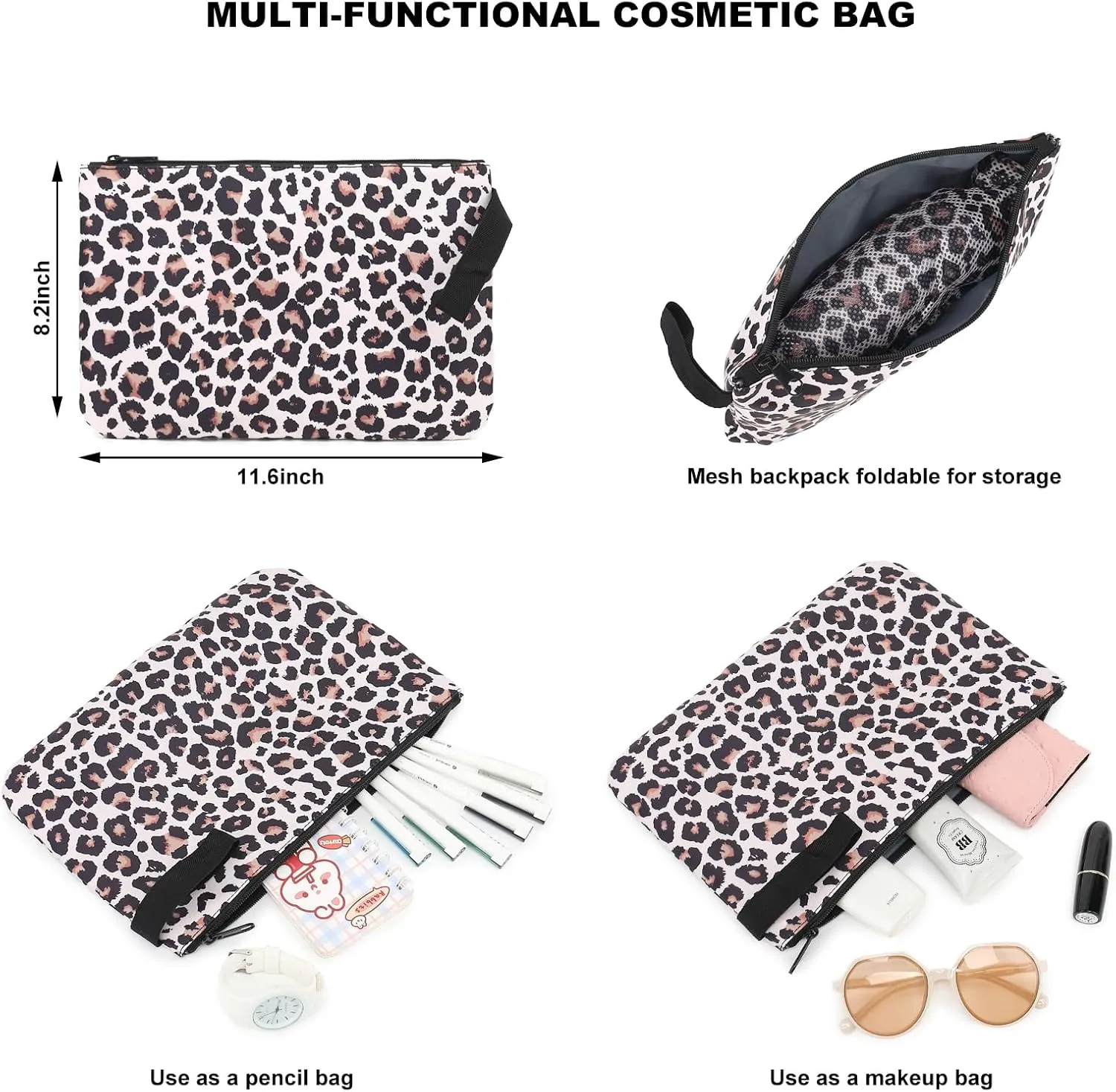 Leopard Mesh Backpack for Girls Women, Semi-Transparent Kids School Backpack College Bookbag for Beach Gym Travel