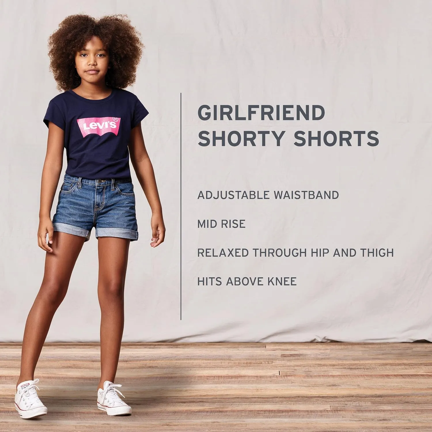 Levi's Girls' Girlfriend Fit Denim Shorty Shorts