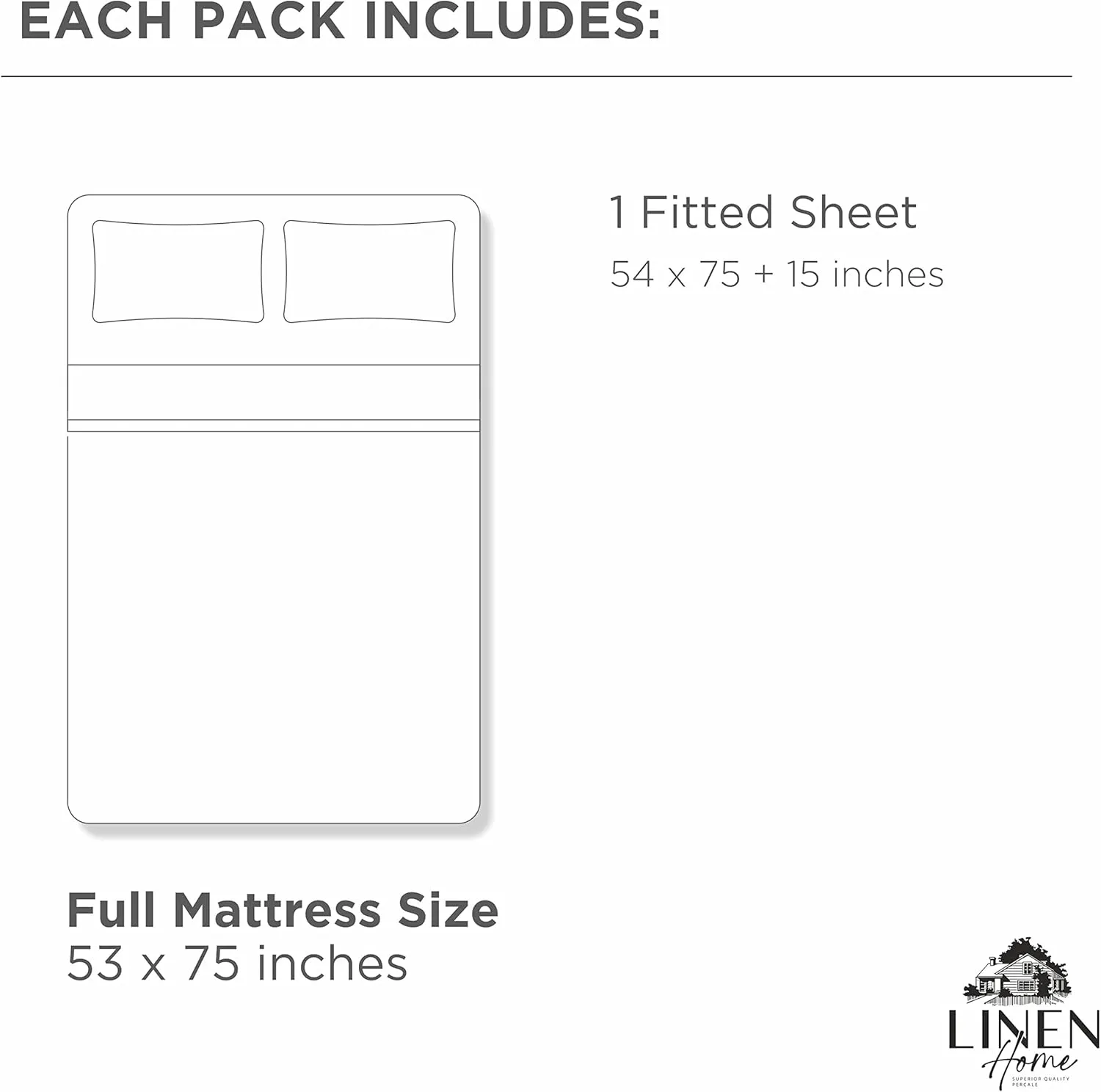 Linen Home 100% Cotton Percale Weave Fitted Sheet, Full Size, English Rose, 1 Deep Pocket Fitted Sheet, Fits Mattress Upto 16" Crisp and Cool Strong Bed Linen, 54"X75" 15"