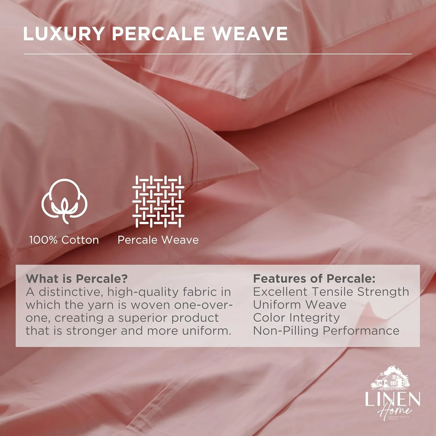 Linen Home 100% Cotton Percale Weave Fitted Sheet, Full Size, English Rose, 1 Deep Pocket Fitted Sheet, Fits Mattress Upto 16" Crisp and Cool Strong Bed Linen, 54"X75" 15"