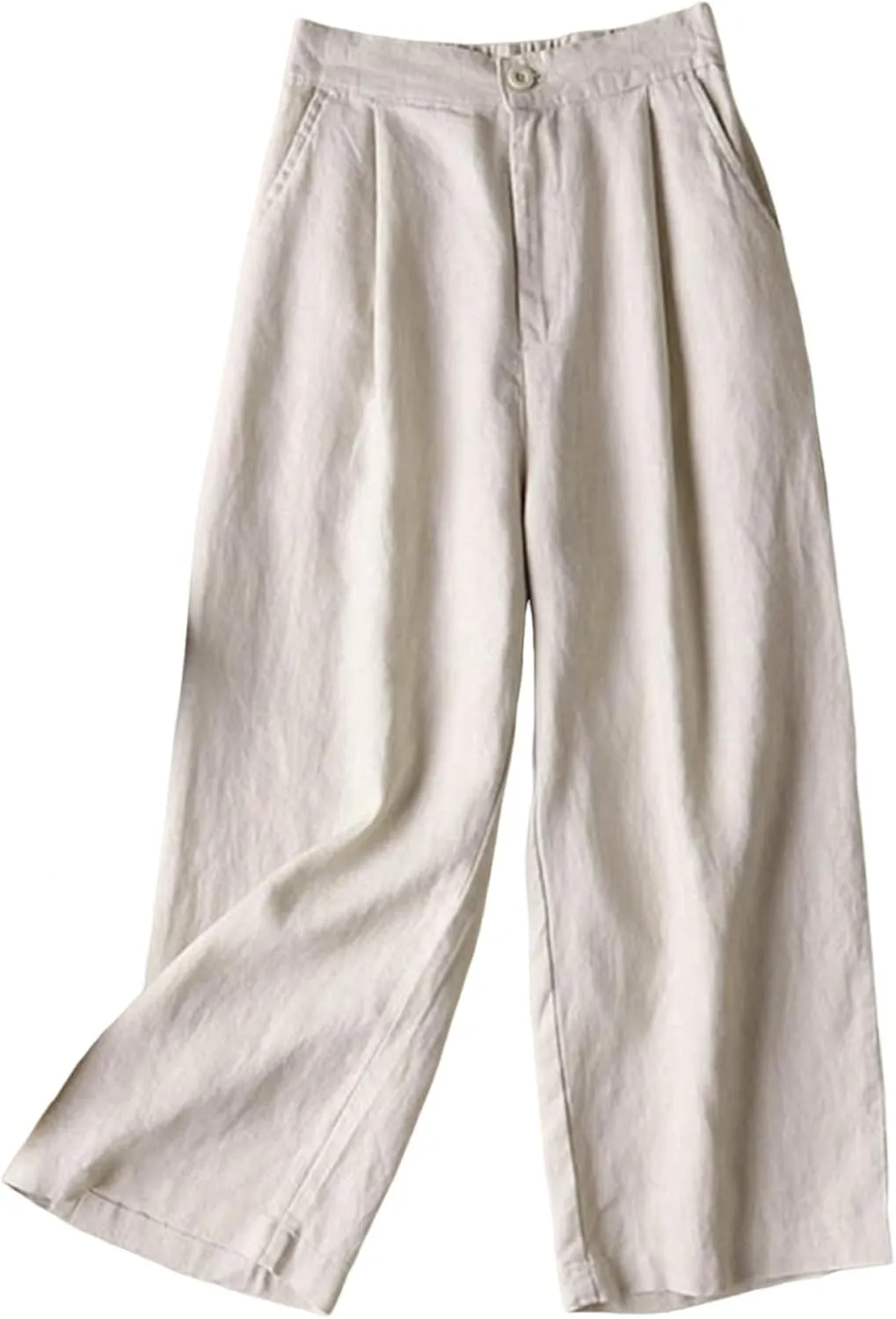 Linen Pants Women Casual Solid 2025 Palazzo High Waisted Lantern Pants with Pocket Comfy Flowy Beach Summer Trousers