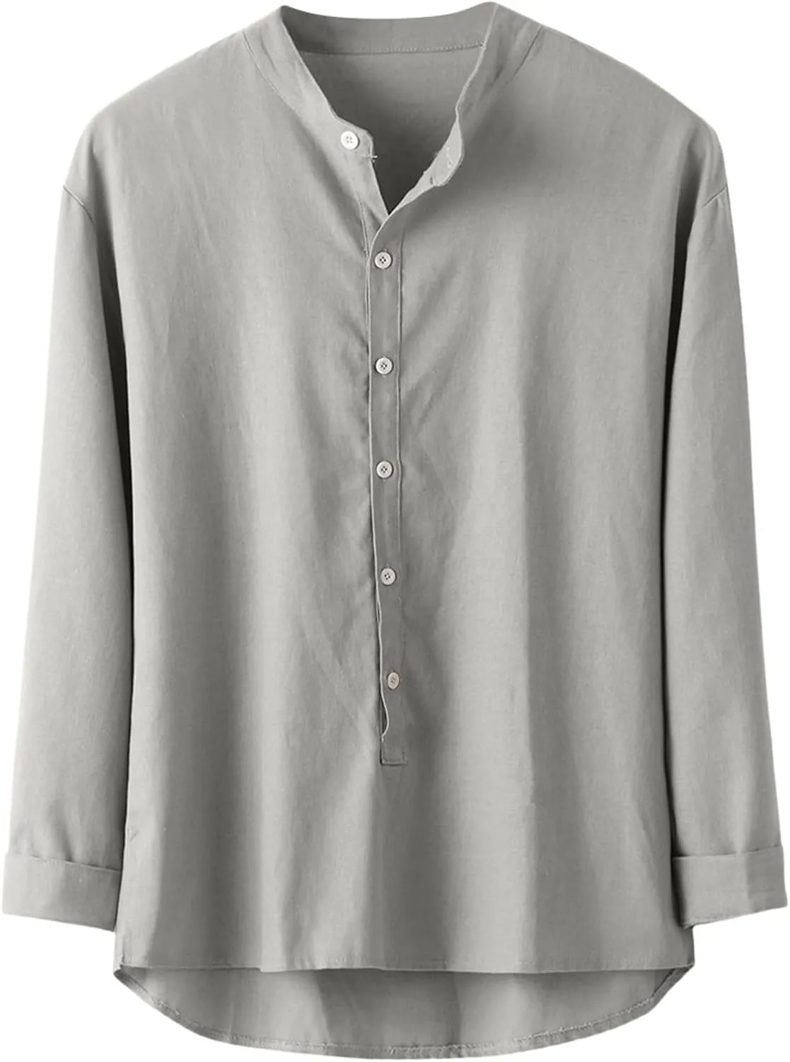 Linen Shirt Men Button Down Long Sleeves Cotton Solid Color Summer Beach Dress Shirt Casual Trendy Summer Clothing