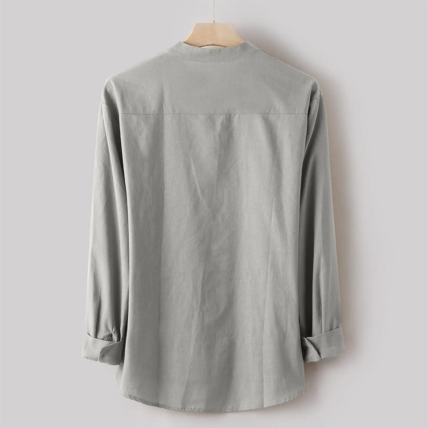 Linen Shirt Men Button Down Long Sleeves Cotton Solid Color Summer Beach Dress Shirt Casual Trendy Summer Clothing