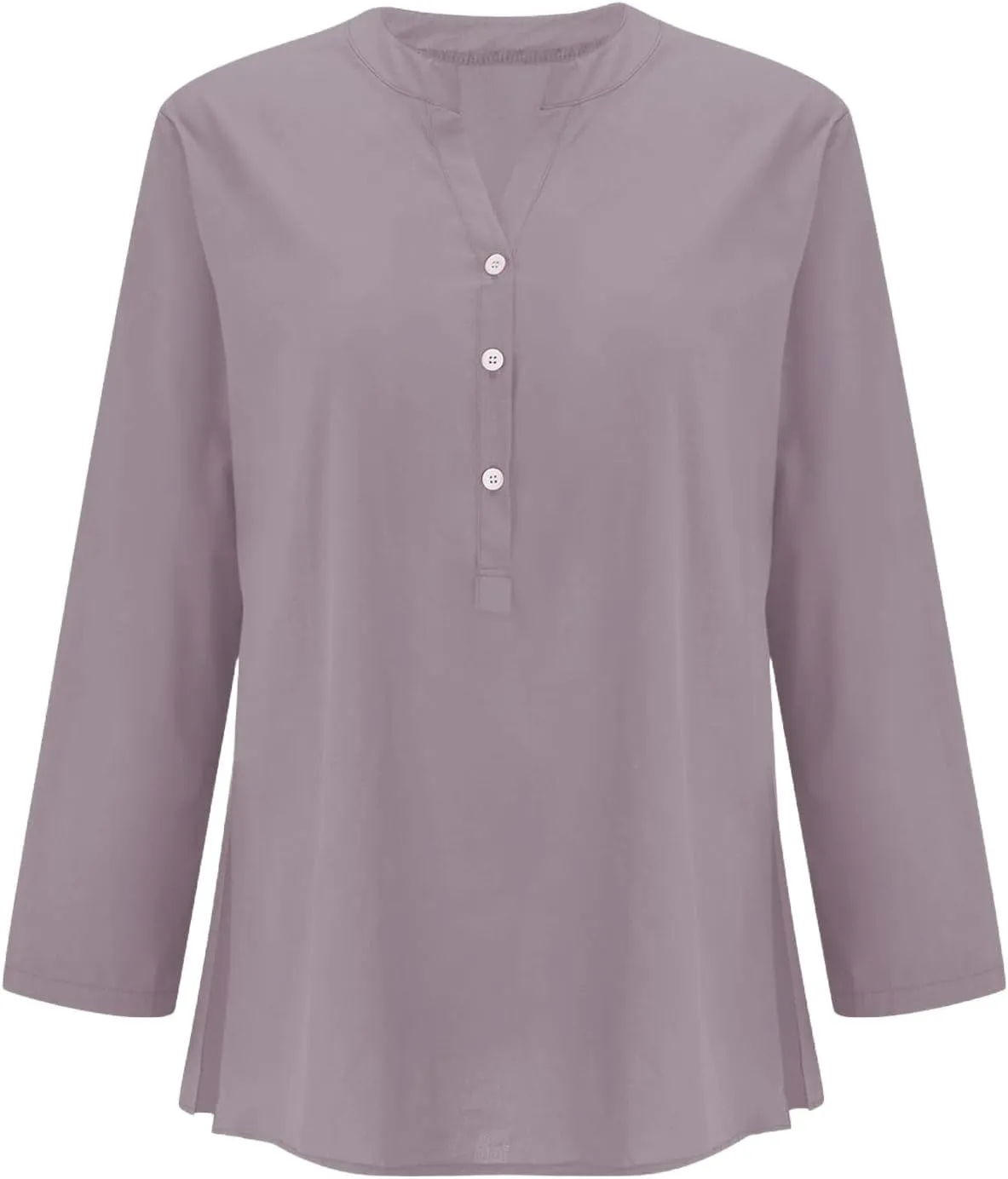 Linen Shirts for Women Button Down Shirts Short Sleeve Cotton Collared V Neck Solid Casual Blouses with Pockets