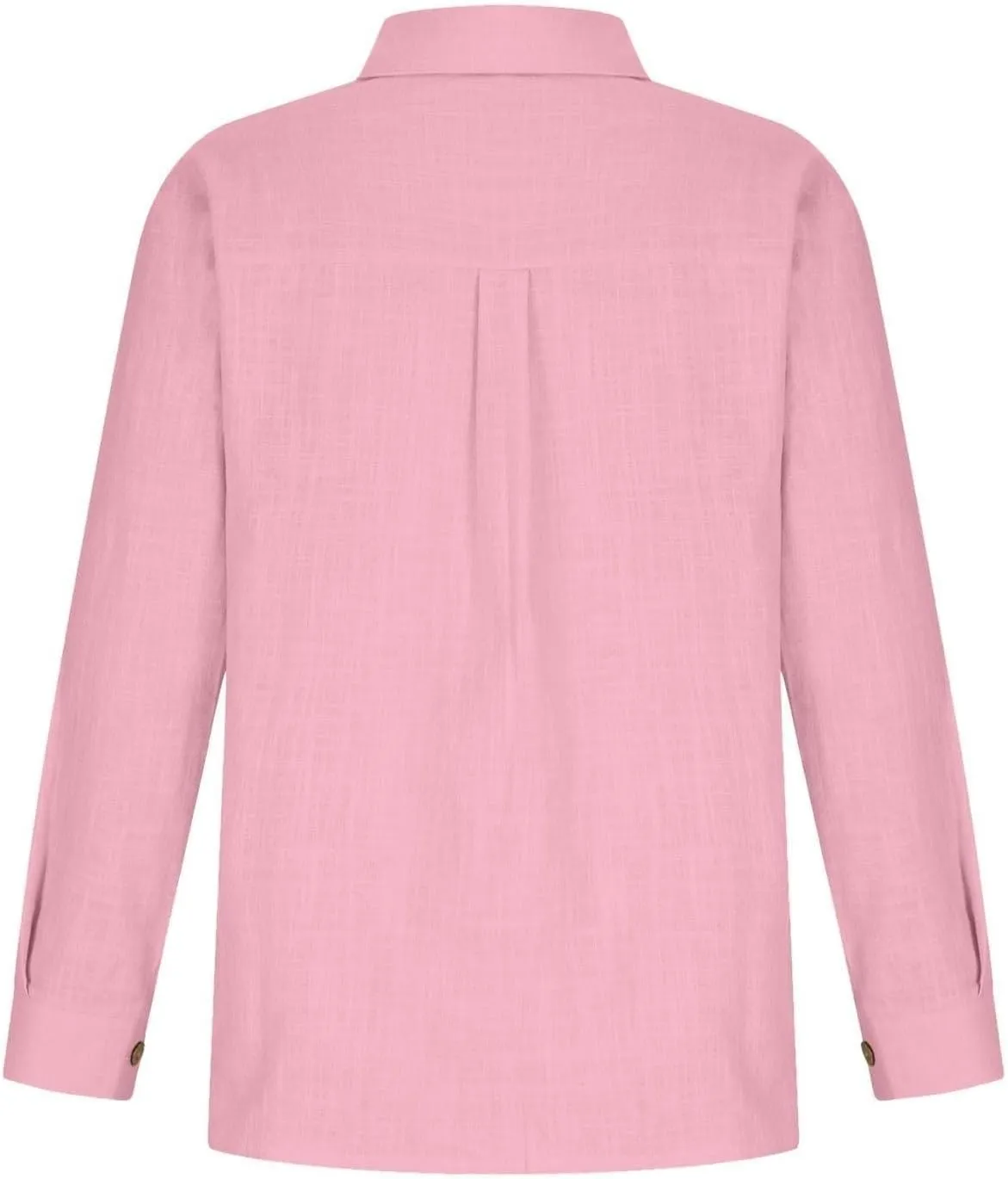 Linen Shirts for Women Plus Size Button Down Cotton Gauze Tops Casual Tees Roll Up Long Sleeve Lapel Collar Blouses