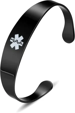 LinnaLove Stylish medical alert bangle bracelets for women with Free Custom Engraving
