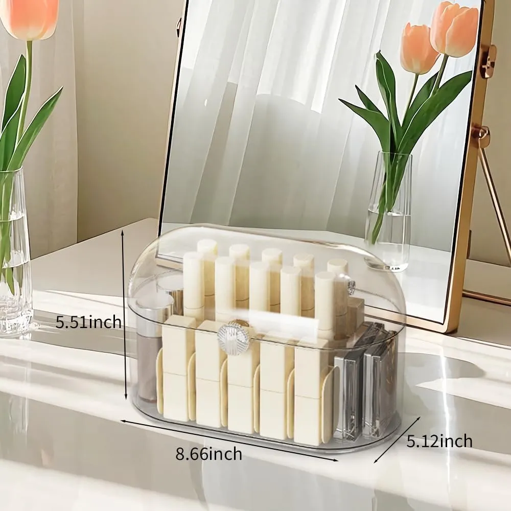 Lipstick Case Organizer with Detachable Partition，Perfume Organizer with Cover, Cosmetic Organizer,Makeup Box,Drawer Organizer Bathroom(Transparent)