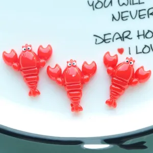 LiQunSweet 50 pcs Red Lobster Theme Resin Cabochons Lovely Animal Sea Ocean Flataback Charms for DIY Jewelry Embellishment Craft Phone Bag Shoes