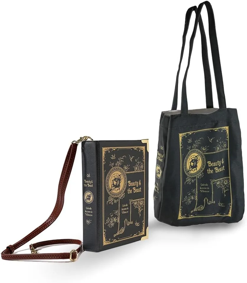 Literary Themed Bag Collection-Beauty and the Beast |Black Set|Stylish&Unique Tote&Bookcover Shoulder Bags|Canvas&Pu Leather|Literature Lovers |Eco-Friendly|Practical Reusable