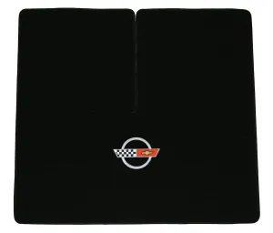 Lloyd Mats 1984-1996 C4 Corvette Coupe Classic Loop Black Deck Mat Silver Flags Logo