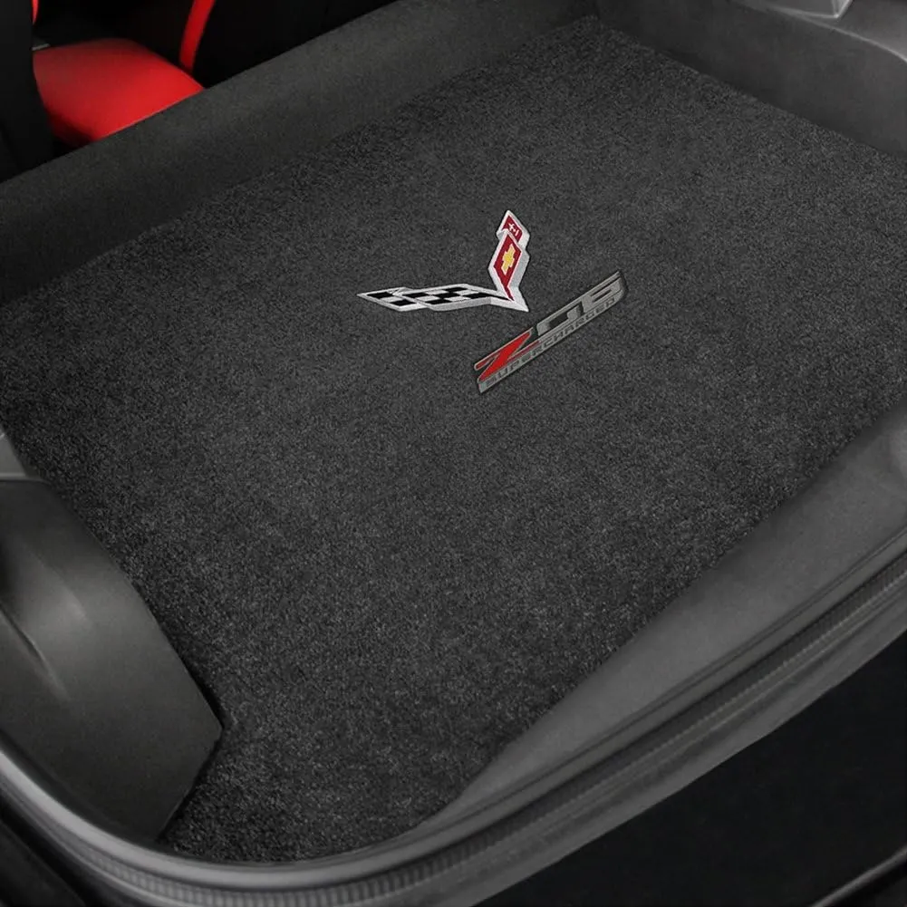 Lloyd Mats C7 Corvette Z06 w/ Crossed Flags Coupe Cargo Mats - Lloyds Mats: Z06: Z06, Black Jet 127