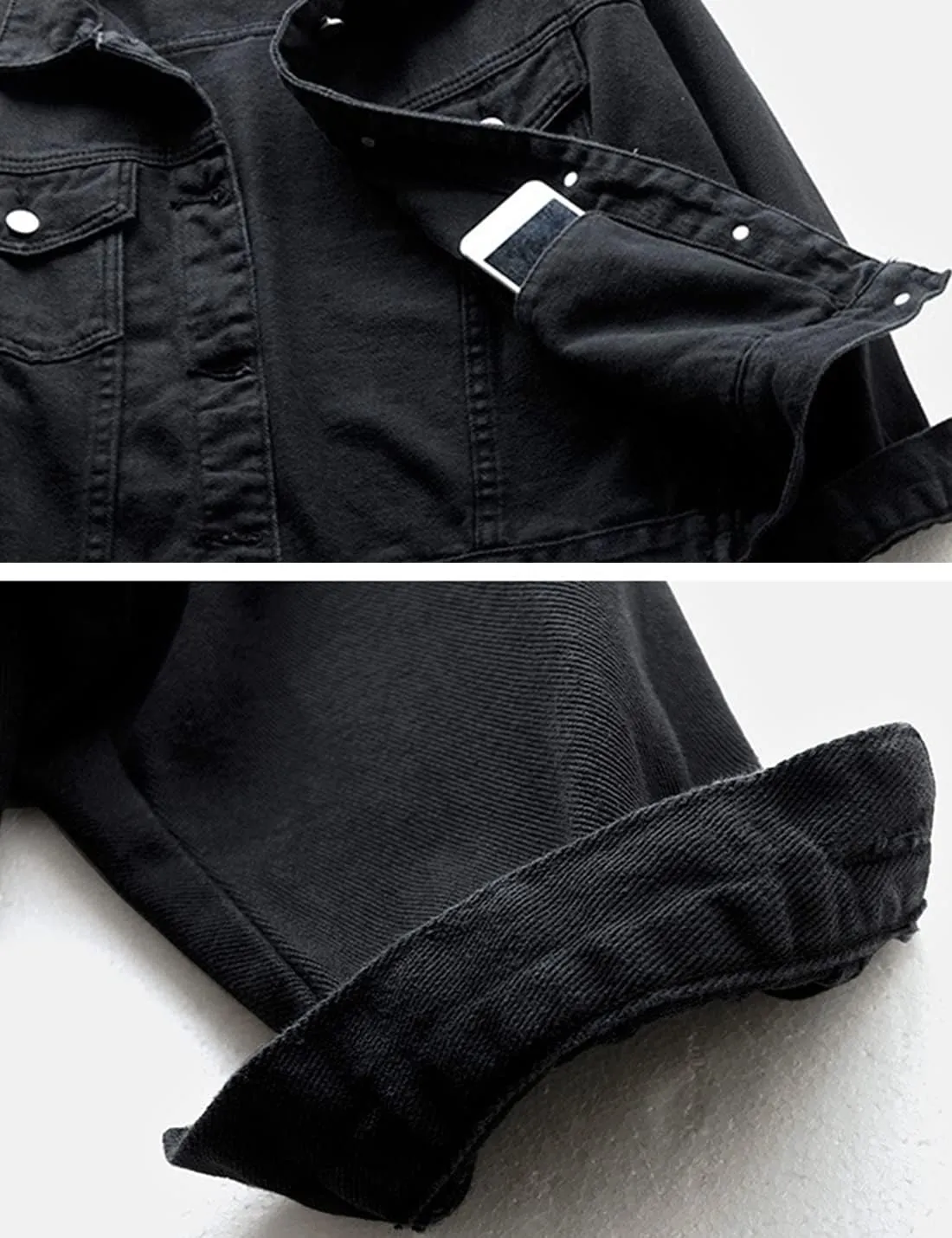 Locachy Women's Casual Denim Jacket Solid Color Basic Long Sleeve Jean Jacket Coat