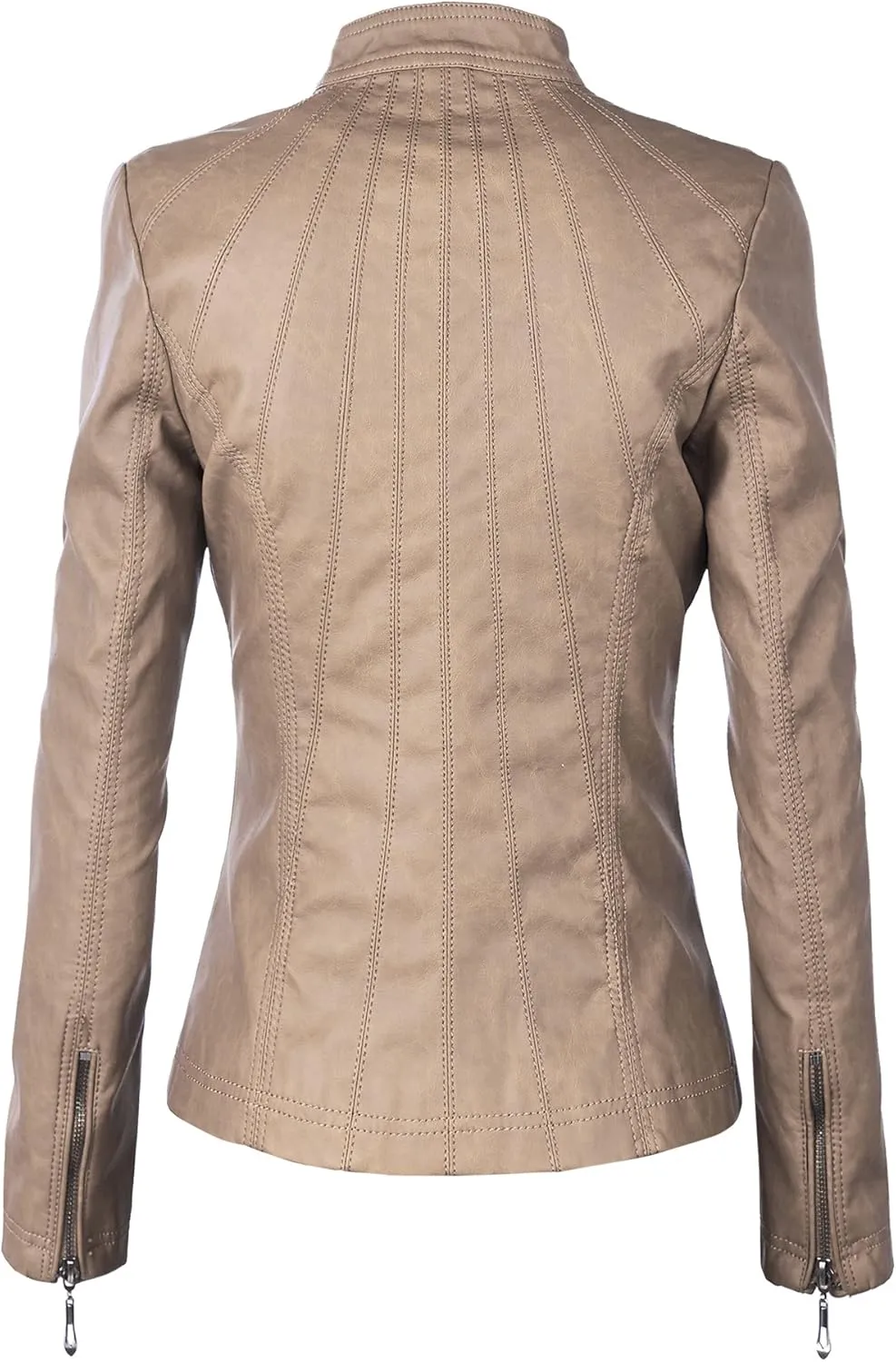 Lock and Love Slim Fit Stylish Vegan Leather Moto Jacket for Women - PU Biker Motorcycle Coat