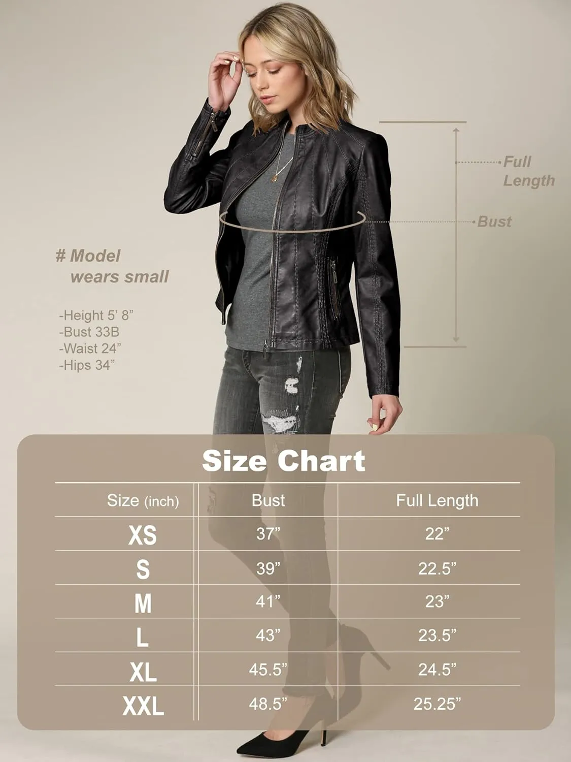Lock and Love Women's Faux Leather Moto Biker Jacket Coat with Removable or Non-Removable Hood