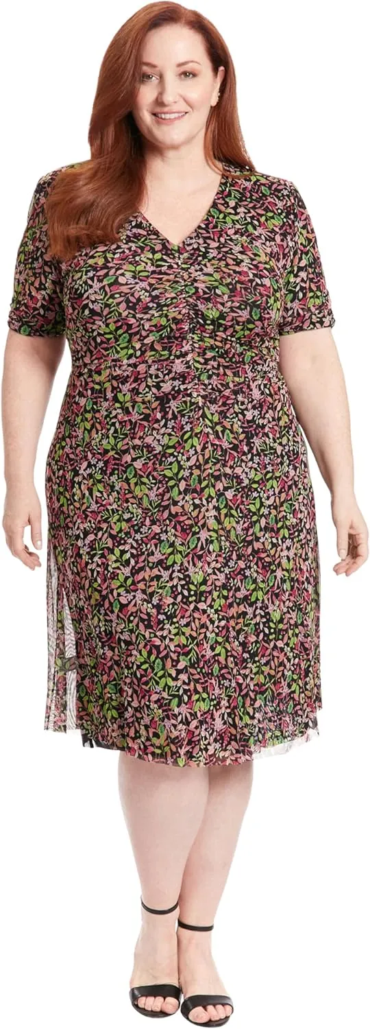 London Times V-Neck Reversible A-line Mesh Multi Occasion | Womens Dresses