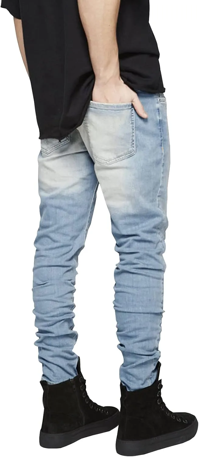 LONGBIDA Men's Slim Fit Ripped Stretch Skinny Jeans for Men, Distressed Tapered Leg Fashion Pants