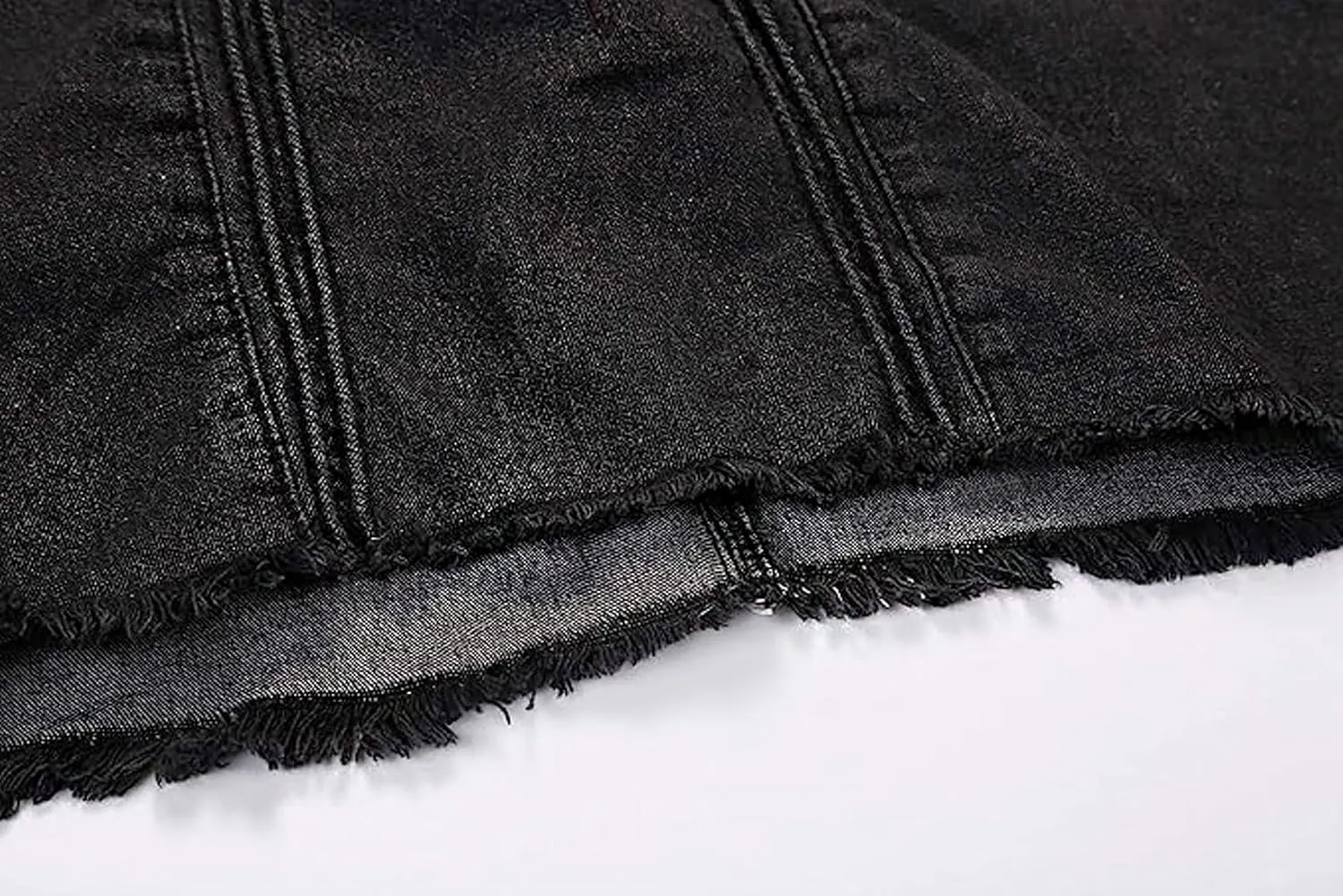 loveimgs Women's Vintage Frayed Hem A Line Long Maxi Skirt Distressed Elastic High Waist Retro Jeans Skirt