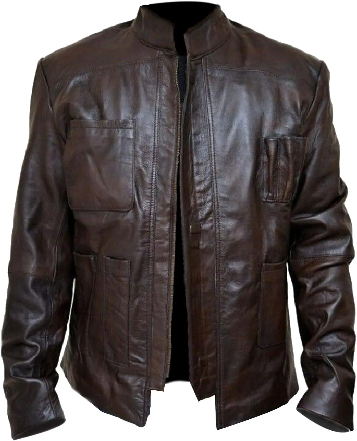 LP-FACON Mens Space Solitary Cosplay Costume Leather Jacket Collection Brown/Black