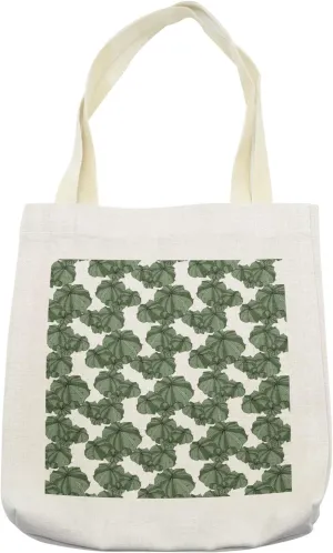 Lunarable Succulent Tote Bag, Top View Layout of Gardening Foliage Vegetation Cactus Japanese Garden Art, Cloth Linen Reusable Bag for Shopping Books Beach and More, 16.5" X 14", Cream