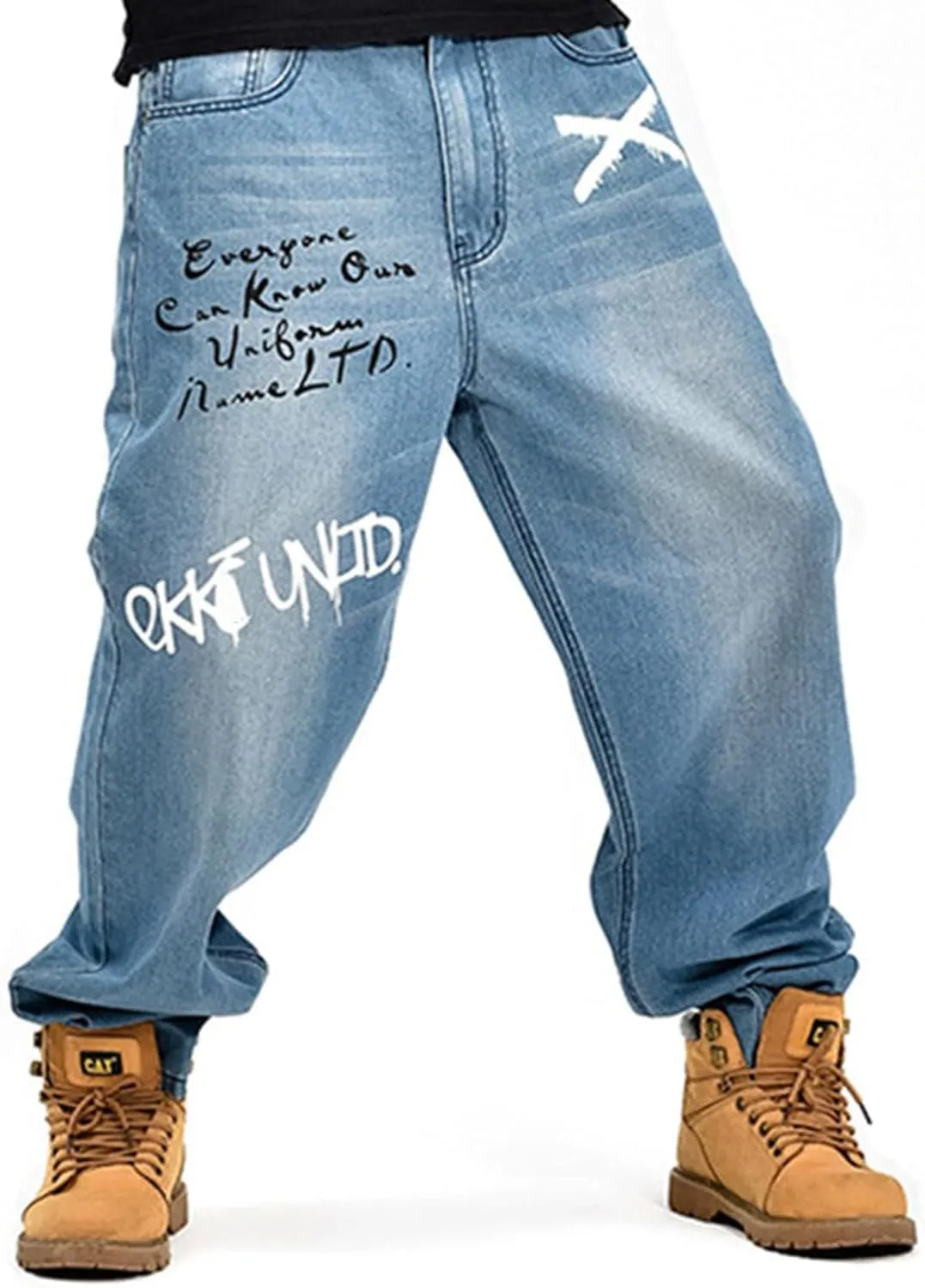 LUOBANIU Men's Baggy Jeans Loose Fit 90s Vintage Embroidered Casual Denim Fashion Hip-hop Street Dance Skateboard Pants