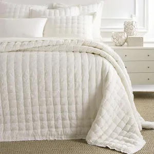 Lush Linen Ivory Puff Quilt, King Size, Ivory Solid Pattern
